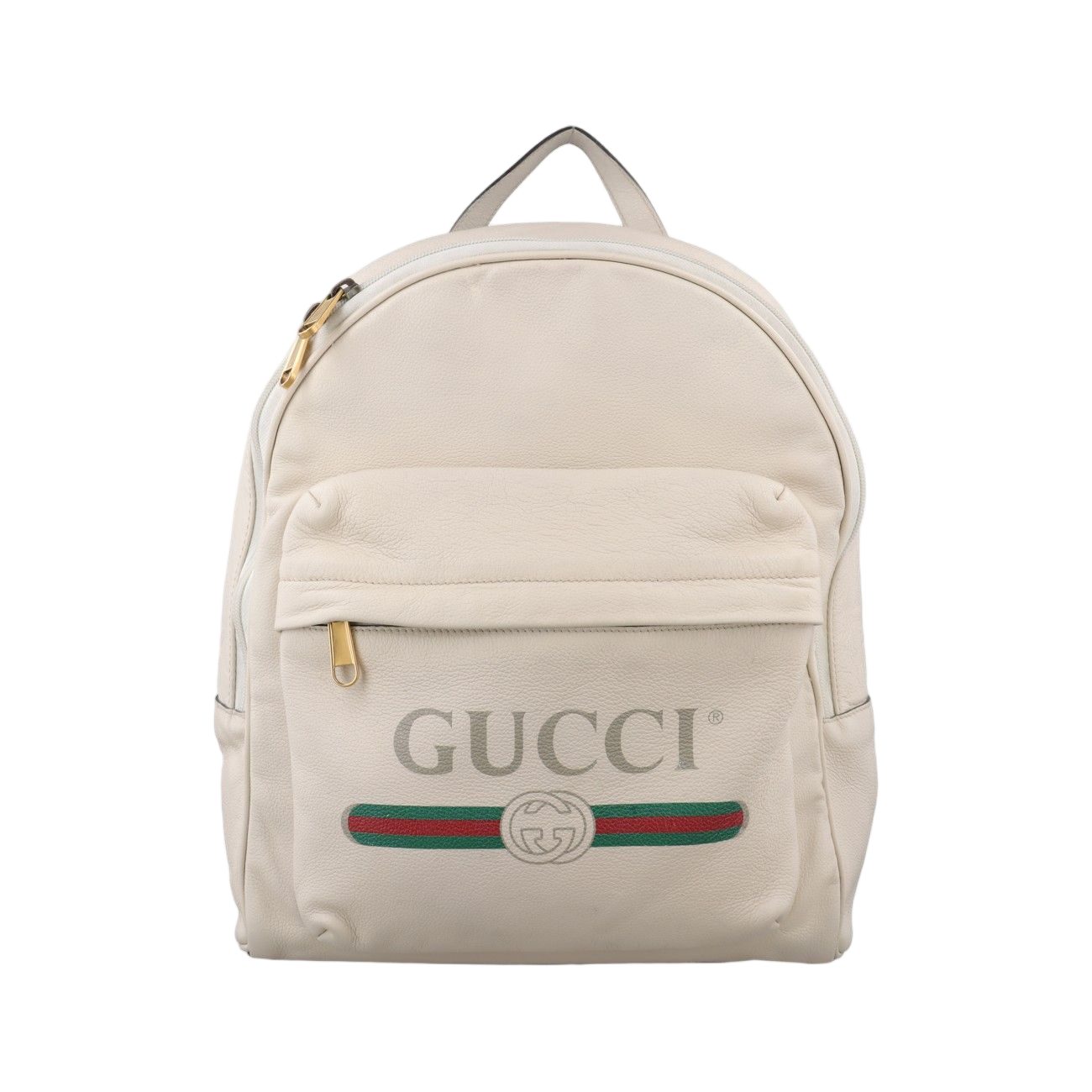 Gucci Print White Leather Backpack