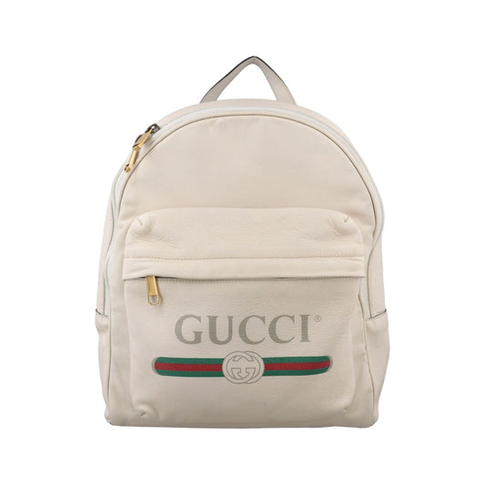 Gucci Print White Leather Backpack