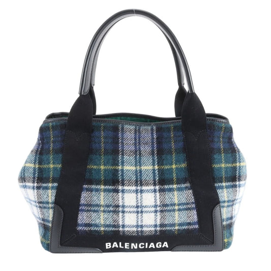 Balenciaga Navy Cabas Check Leather Tote Shoulder Hand Rbe