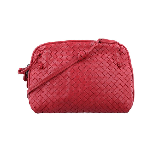 Bottega Veneta Nodini Intrecciato Red Lambskin Messenger Bag
