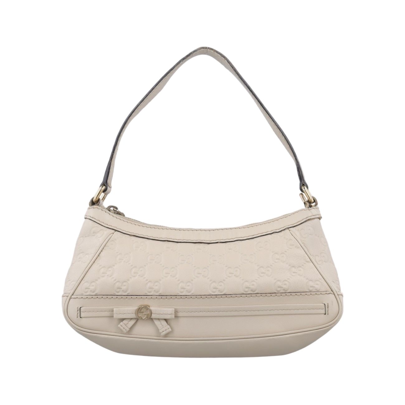 Gucci Guccissima Mayfair White Leather Messenger Bag