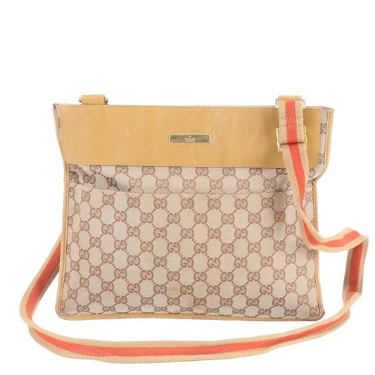 Gucci GG Canvas 019 Leather Shoulder Bag Crossbody Messenger Business Brown Mwe