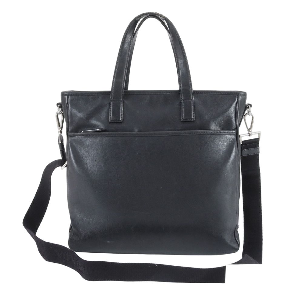 Prada Triangle Logo Leather 2-Way Business Bag Crossbody Shoulder Ree