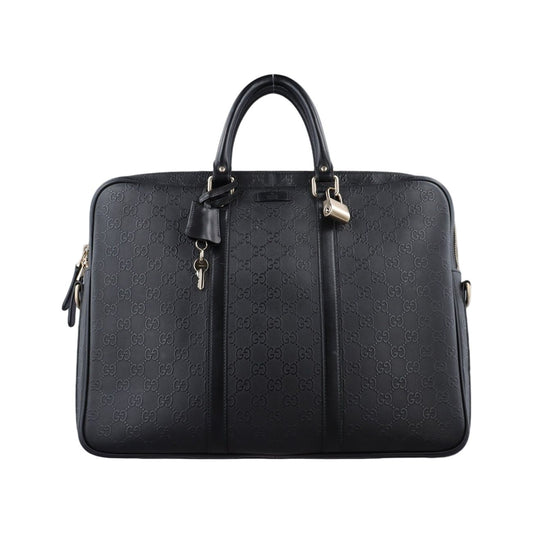Gucci Guccissima Briefcase Black Leather