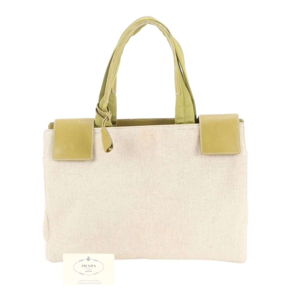 Prada Triangle Logo Leather Tote Shoulder