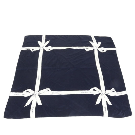 Chanel Ribbon Dot Scarf Navy Eem