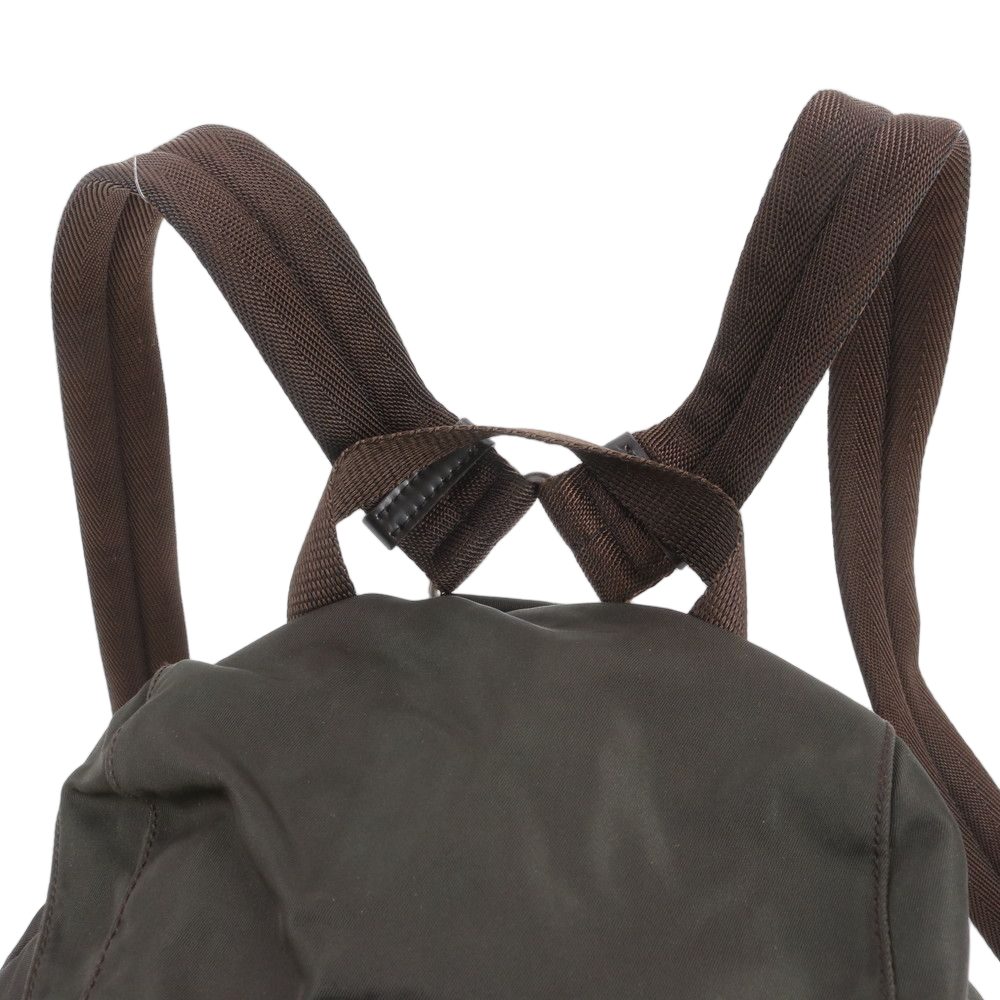 Prada Tessuto Nylon Triangle Logo Leather Backpack Ebe