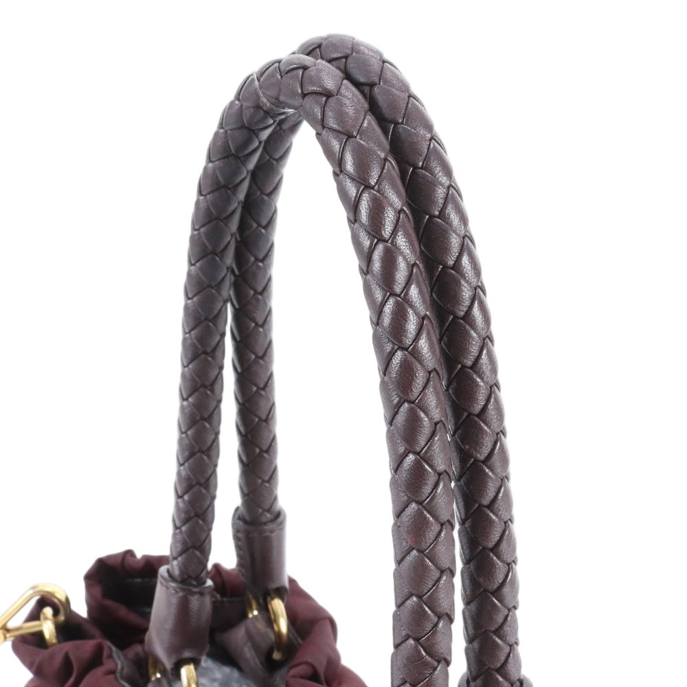 Prada Tessuto Nylon Ribbon Leather 2-Way Shoulder Bag Tote Hand Mbe