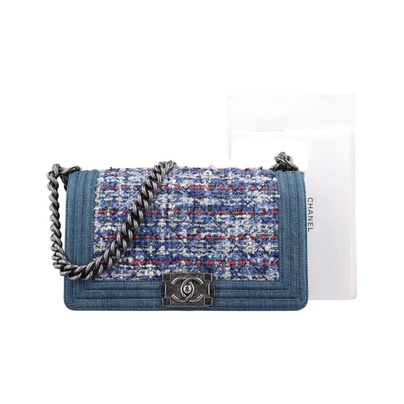 Chanel Blue Multicolor Denim Messenger Bag