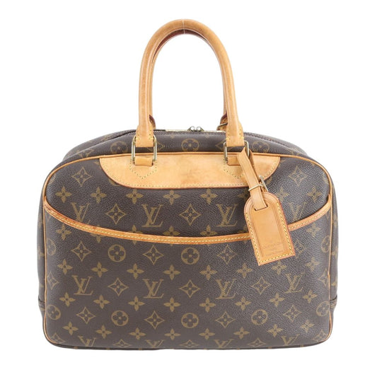 Louis Vuitton Monogram Deauville Leather Tote Shoulder Hand Brown Rbe