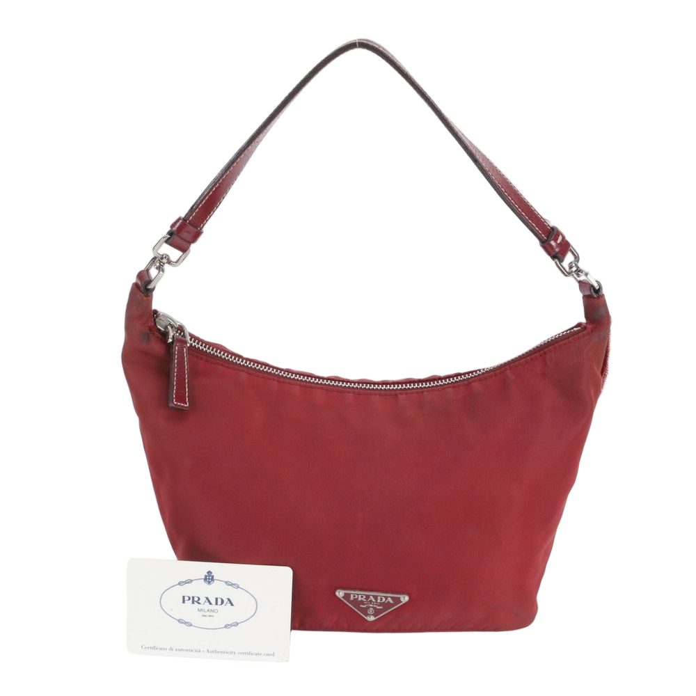 Prada Tessuto Nylon Triangle Logo Leather Shoulder Bag Ewe