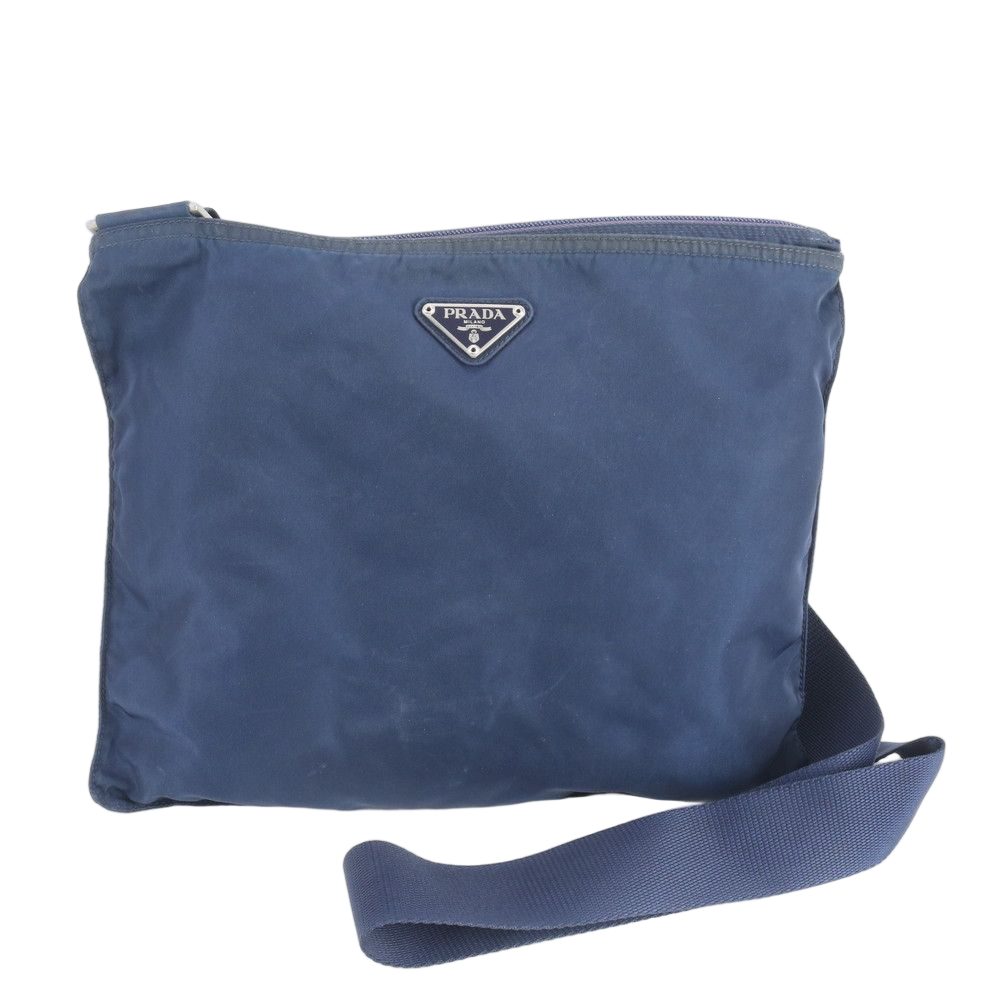 Prada Tessuto Nylon Triangle Logo Leather Shoulder Bag Crossbody Messenger Ebe