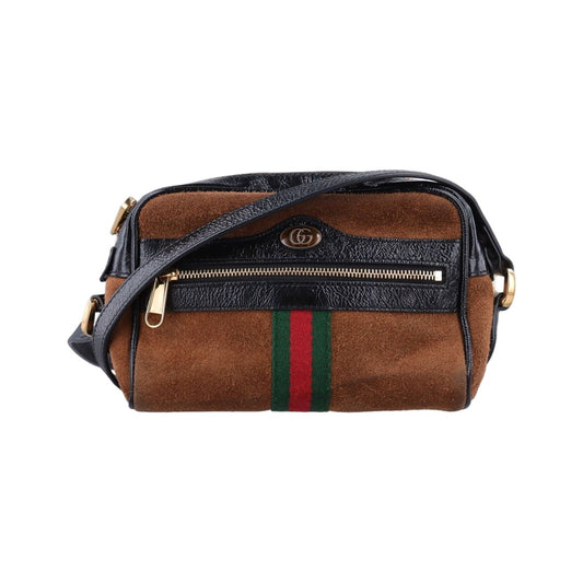 Gucci Ophidia Brown Black Leather Messenger Bag