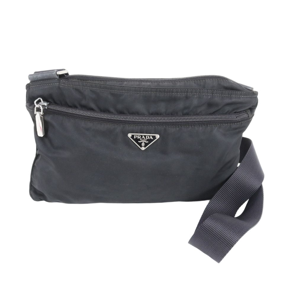 Prada Tessuto Nylon Triangle Logo Leather Shoulder Bag Crossbody Messenger Tote
