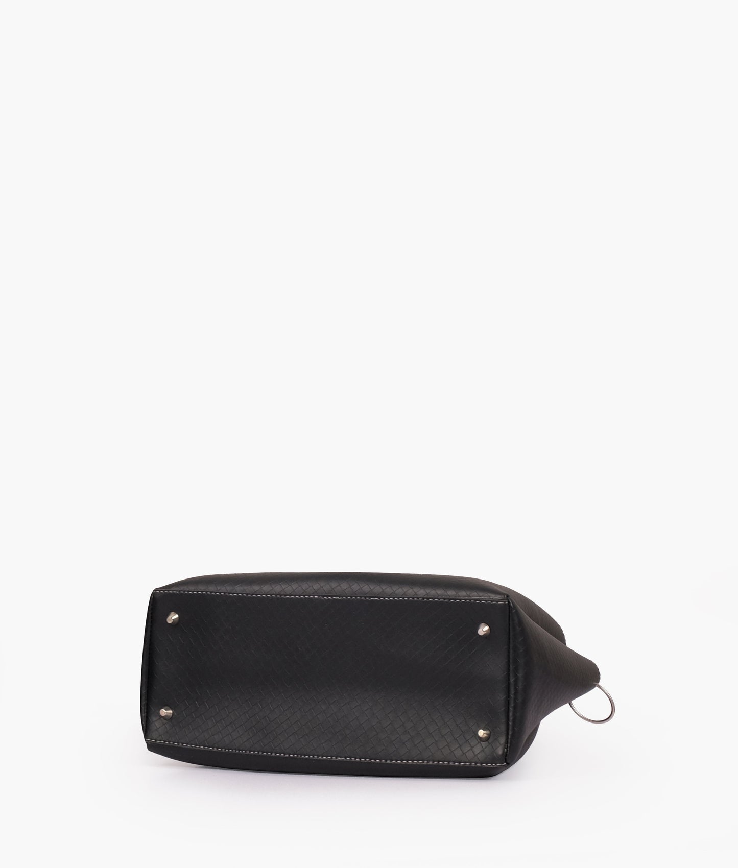 Black weaved handbag with braided handle