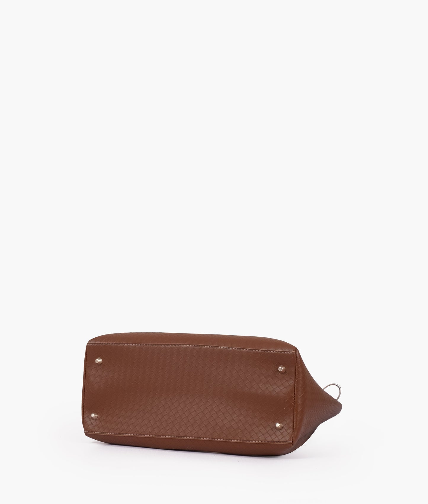 Brown weaved handbag with braided handle