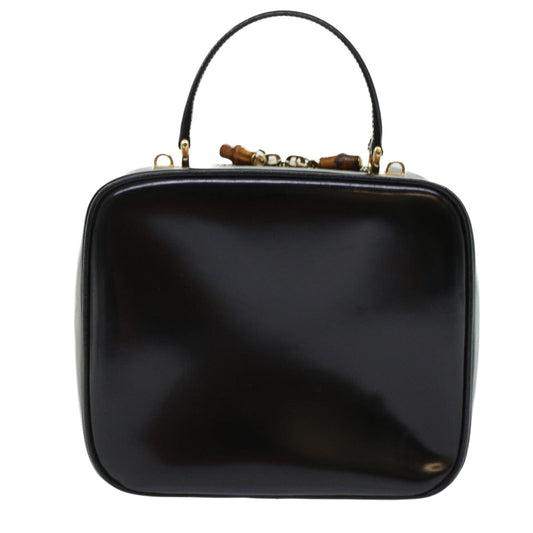 GUCCI Bamboo Vanity Cosmetic Pouch Patent leather Black  bs6279