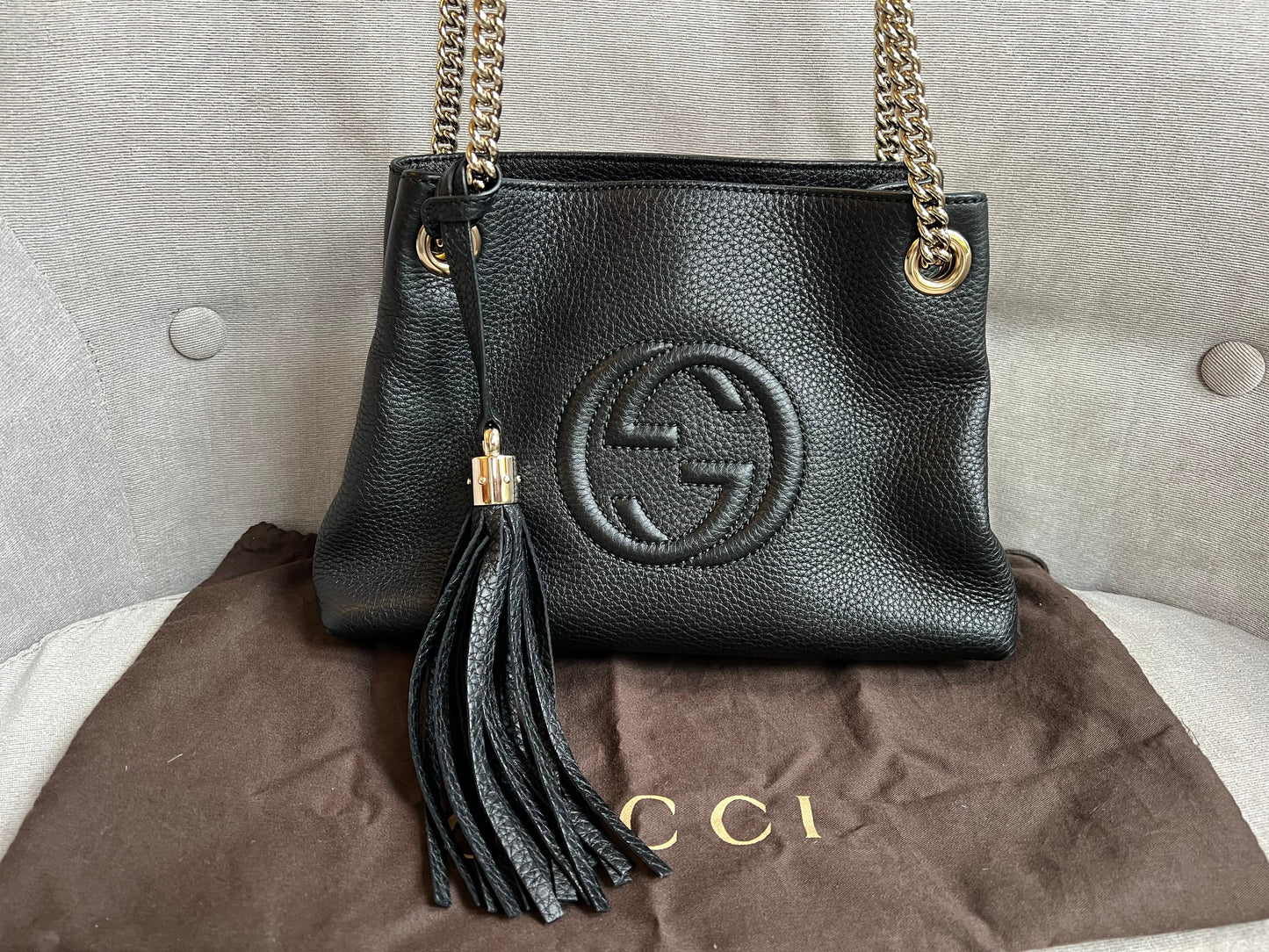 Gucci Black Mini Soho Chain Tote