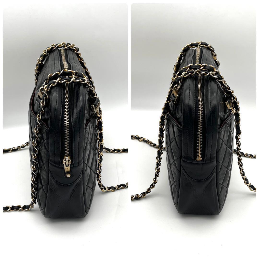Chanel Chain Shoulder Bag Lambskin CC Logo Quilted Black