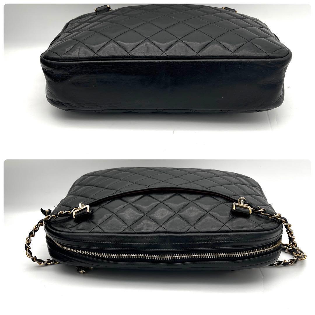 Chanel Chain Shoulder Bag Lambskin CC Logo Quilted Black