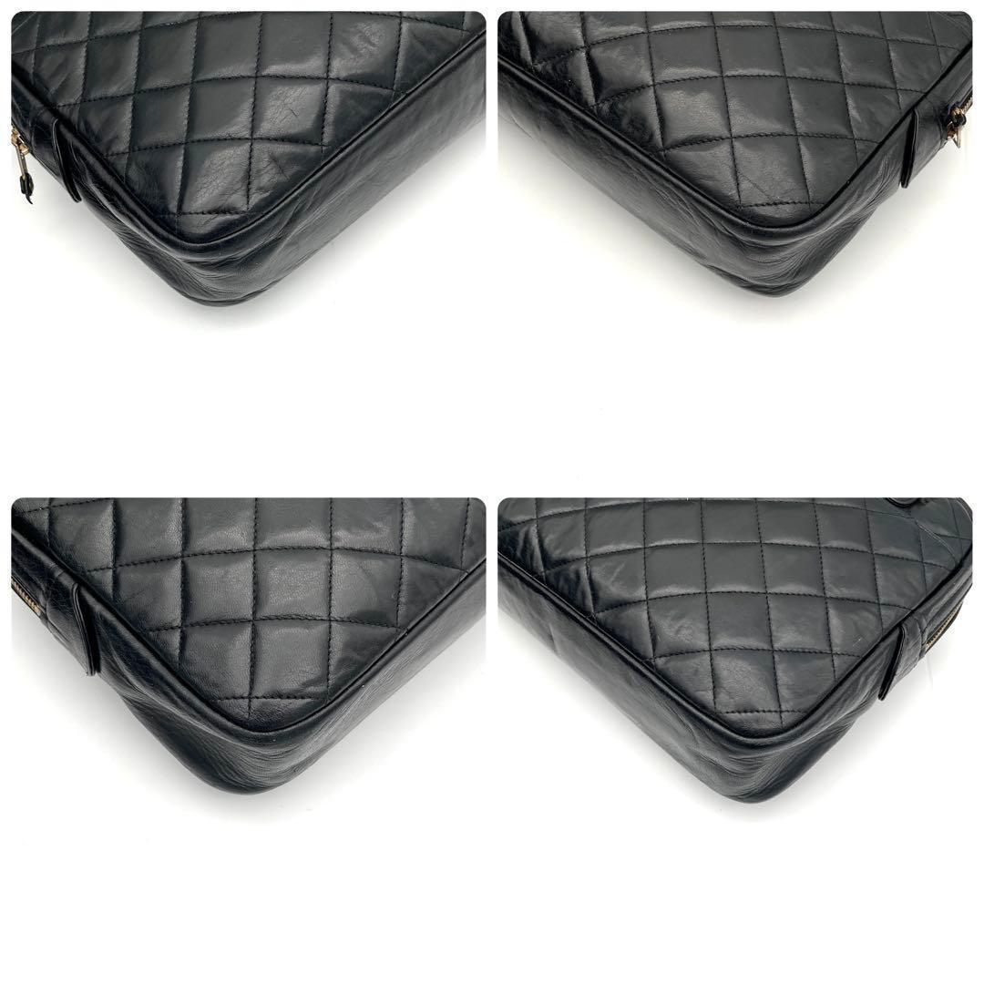 Chanel Chain Shoulder Bag Lambskin CC Logo Quilted Black