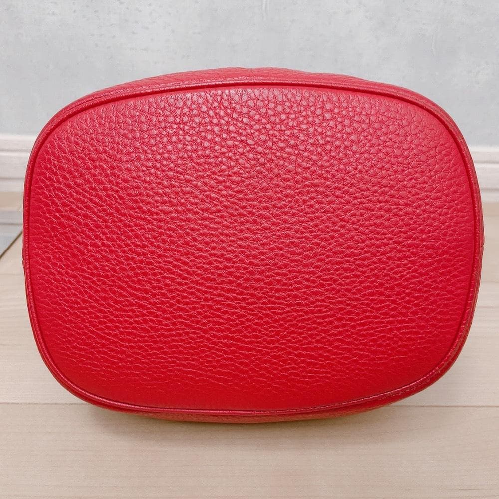 Prada Vitello Daino Drawstring 2-Way Leather Bucket Bag Red