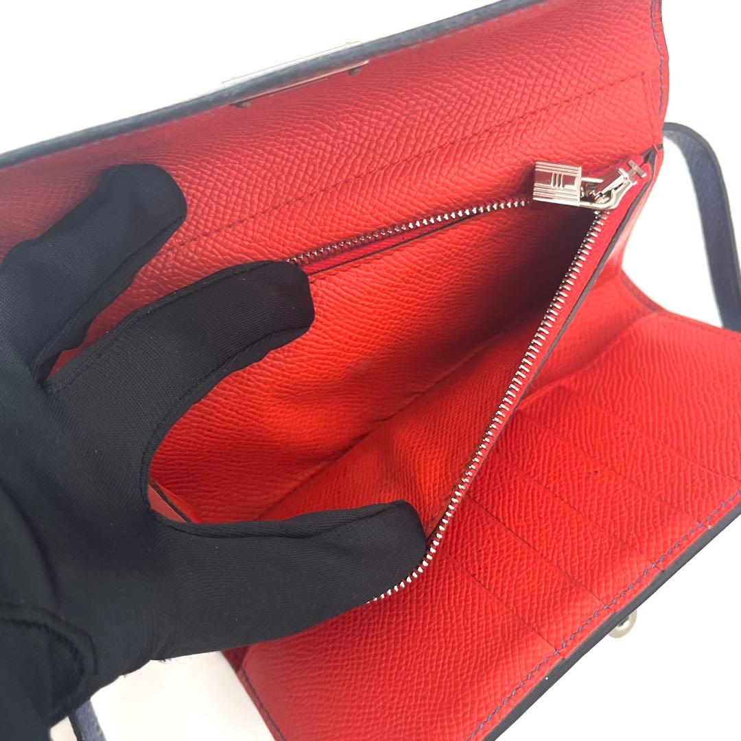 Hermes Kelly Wallet Verso Veau Epsom Blue Folded
