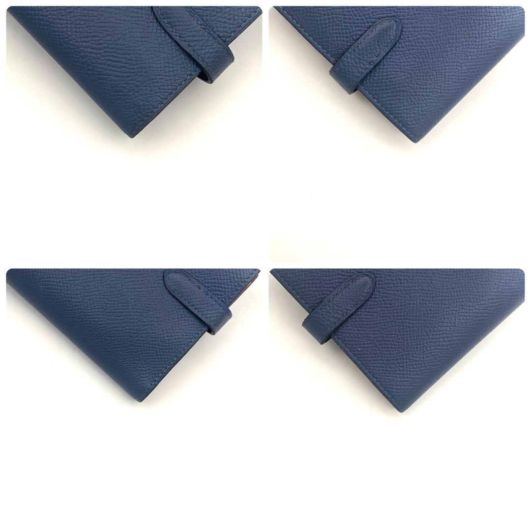 Hermes Kelly Wallet Verso Veau Epsom Blue Folded