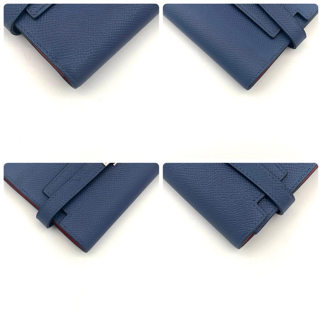 Hermes Kelly Wallet Verso Veau Epsom Blue Folded