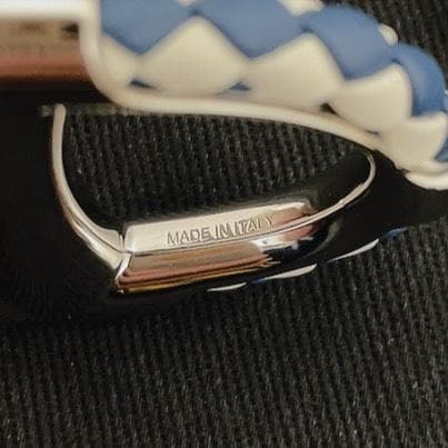 Hermes Scarf Ring 90 Chaine D'ancre Blue Silver