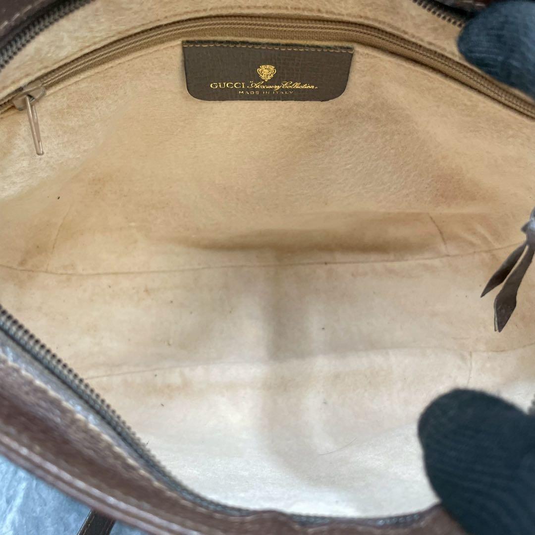 Gucci GG Shoulder Bag Brown Beige Leather Logo