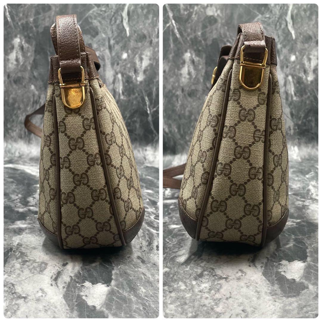 Gucci GG Shoulder Bag Brown Beige Leather Logo