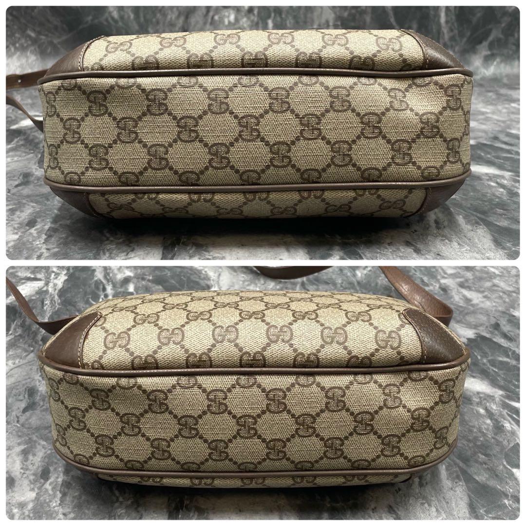 Gucci GG Shoulder Bag Brown Beige Leather Logo