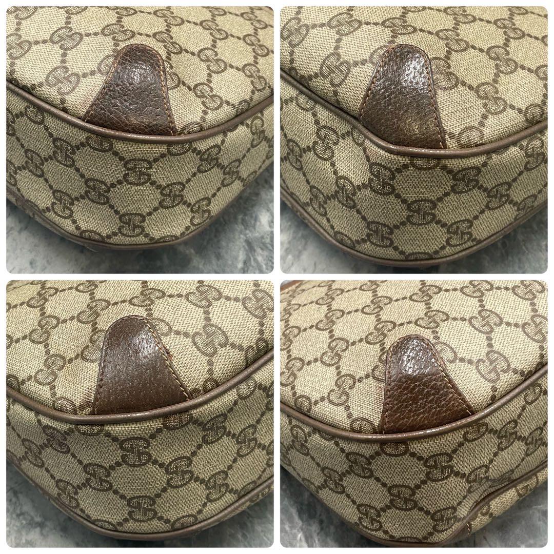 Gucci GG Shoulder Bag Brown Beige Leather Logo