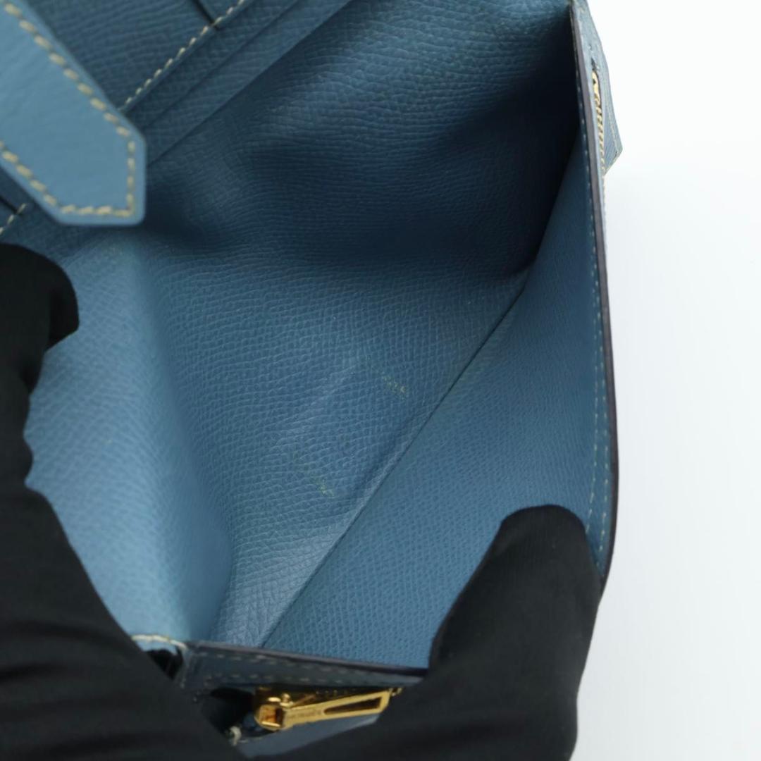 Hermes Bearn Classic Blue Jean Epsom Gold Wallet