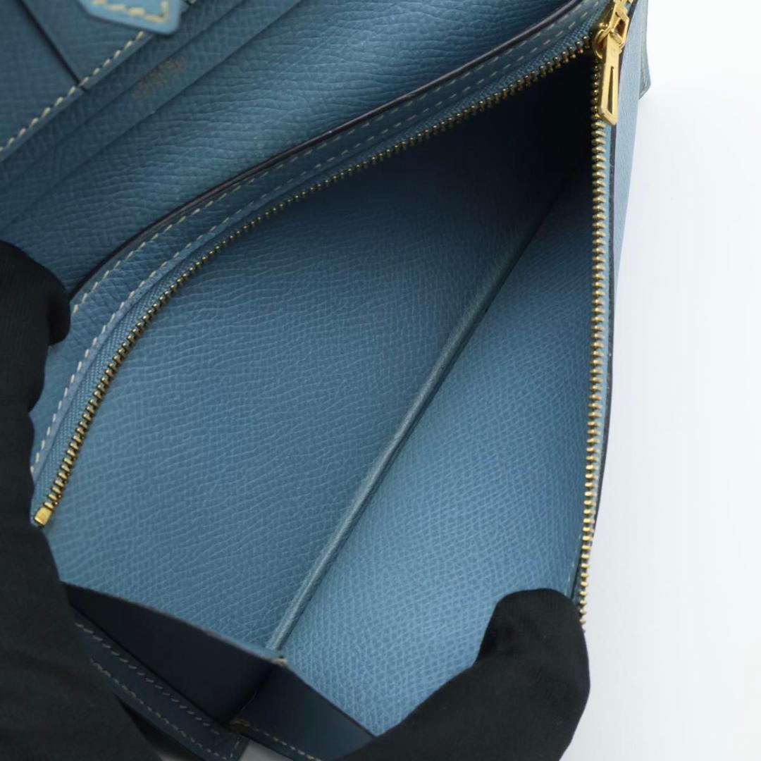 Hermes Bearn Classic Blue Jean Epsom Gold Wallet
