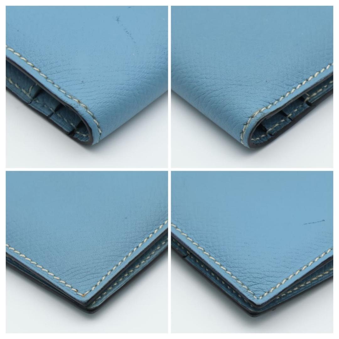Hermes Bearn Classic Blue Jean Epsom Gold Wallet
