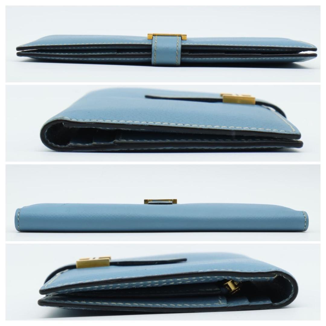 Hermes Bearn Classic Blue Jean Epsom Gold Wallet