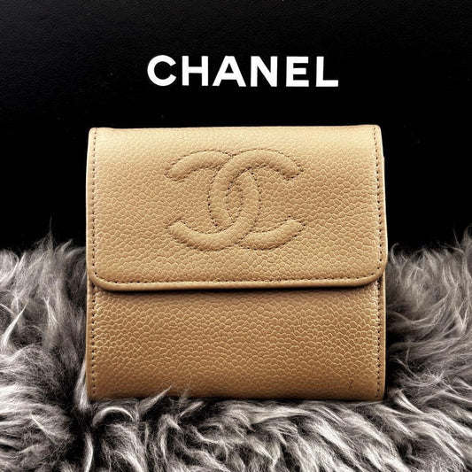 Chanel Wallet Coco Stitch Caviar Hook Trifold