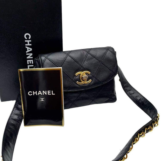 Chanel Quilted Bicolor Waist Shoulder Bag Pouch