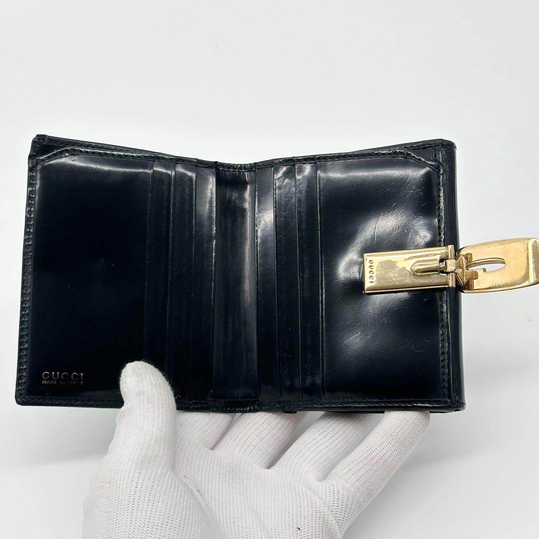 Gucci Era Compact Enamel Black Wallet