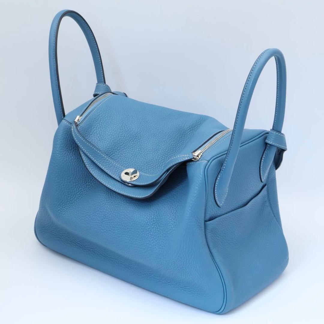 Hermes Lindy 34 Taurillon Blue Jean Handbag
