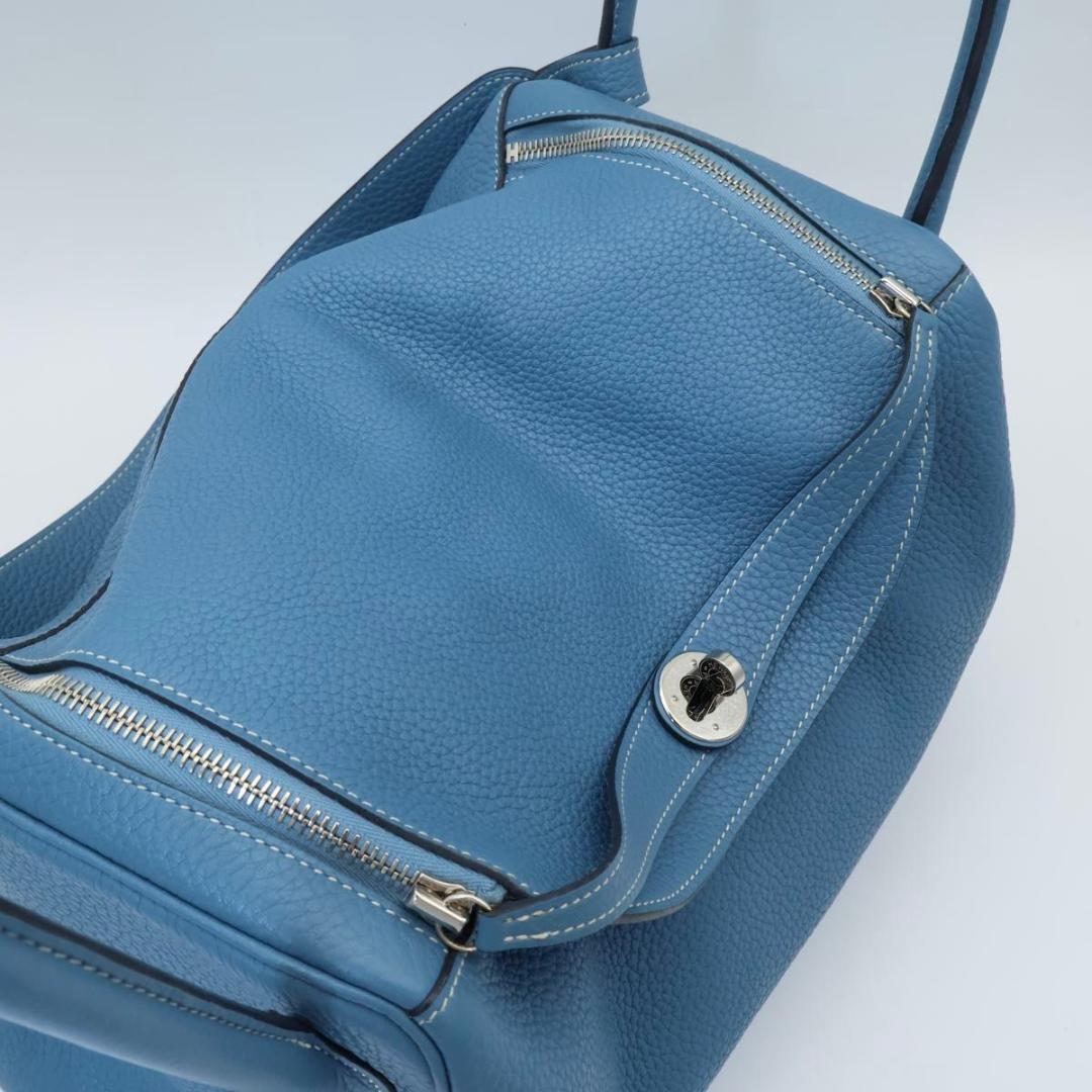 Hermes Lindy 34 Taurillon Blue Jean Handbag